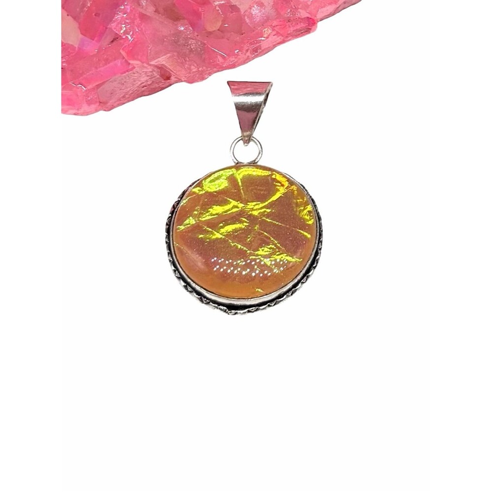 Triplet Fire Opal Necklace Pendant 925 Sterling Silver Overlay